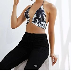 O ring backless halter top